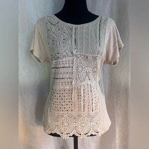 Chicos tan top with embroidery & sequin